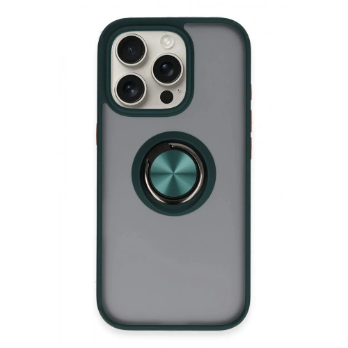 Durukar®  iPhone 16 Pro Max Kılıf Montreal Yüzüklü Silikon Kapak - Yeşil