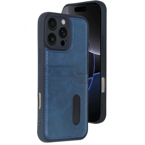 Durukar®  iPhone 16 Pro Max Kılıf Sara Kartvizitli Deri Kılıf - Lacivert
