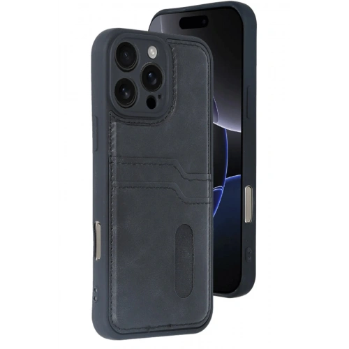 Durukar®  iPhone 16 Pro Max Kılıf Sara Kartvizitli Deri Kılıf - Siyah