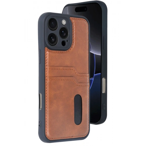 Durukar®  iPhone 16 Pro Max Kılıf Sara Kartvizitli Deri Kılıf - Taba
