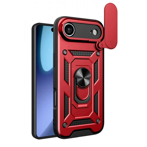 Durukar®   iPhone 17 Air Pars Lens Yüzüklü Silikon - Kırmızı