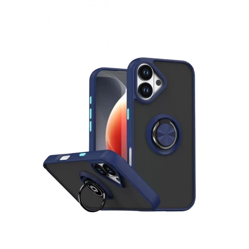 Durukar®   iPhone 17 Montreal Yüzüklü Silikon Kapak - Lacivert