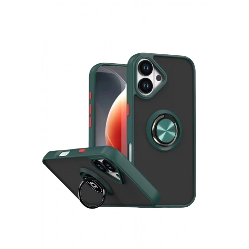 Durukar®   iPhone 17 Montreal Yüzüklü Silikon Kapak - Yeşil
