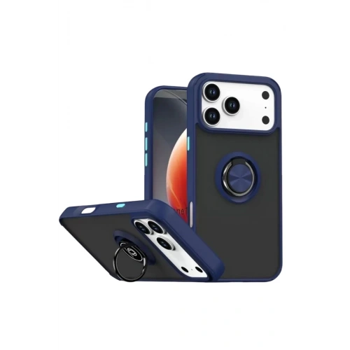 Durukar®   iPhone 17 Pro Max Montreal Yüzüklü Silikon Kapak - Lacivert