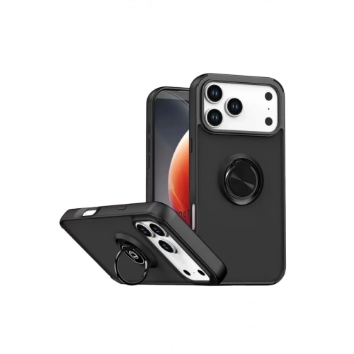 Durukar®   iPhone 17 Pro Max Montreal Yüzüklü Silikon Kapak - Siyah