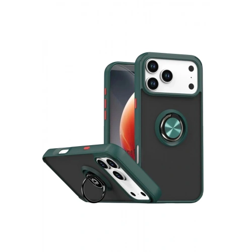 Durukar®   iPhone 17 Pro Max Montreal Yüzüklü Silikon Kapak - Yeşil