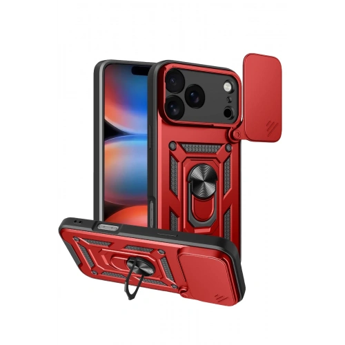 Durukar®   iPhone 17 Pro Max Pars Lens Yüzüklü Silikon - Kırmızı