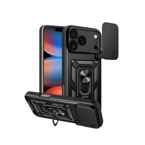 Durukar®   iPhone 17 Pro Max Pars Lens Yüzüklü Silikon - Siyah