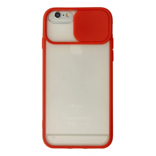 Durukar®  iPhone 6 Kılıf Palm Buzlu Kamera Sürgülü Silikon - Kırmızı