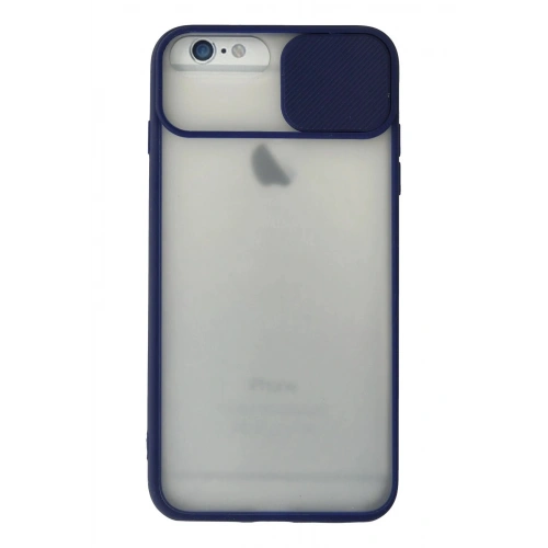 Durukar®  iPhone 6 Plus Kılıf Palm Buzlu Kamera Sürgülü Silikon - Lacivert