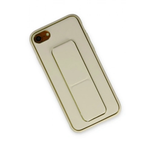 Durukar®  iPhone 7 Kılıf Coco Deri Standlı Kapak - Beyaz