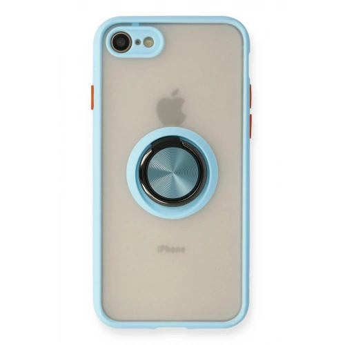 Durukar®  iPhone 7 Kılıf Montreal Yüzüklü Silikon Kapak - Buz Mavi