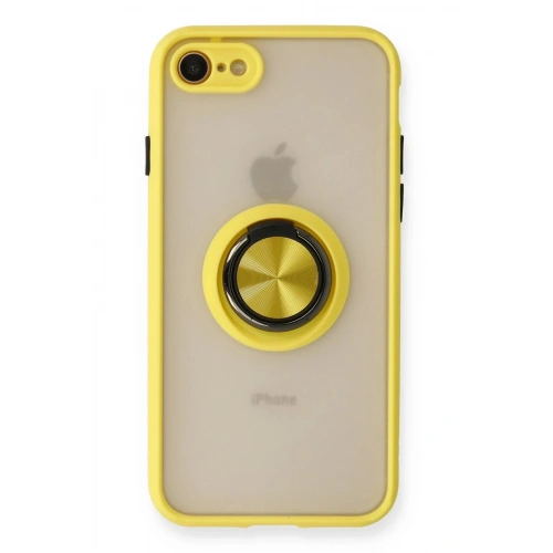 Durukar®  iPhone 7 Kılıf Montreal Yüzüklü Silikon Kapak - Sarı