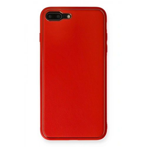 Durukar®  iPhone 7 Plus Kılıf Coco Deri Silikon Kapak - Kırmızı