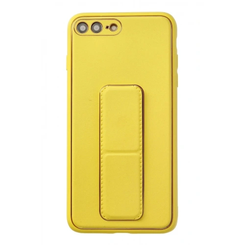 Durukar®  iPhone 7 Plus Kılıf Coco Deri Standlı Kapak - Sarı