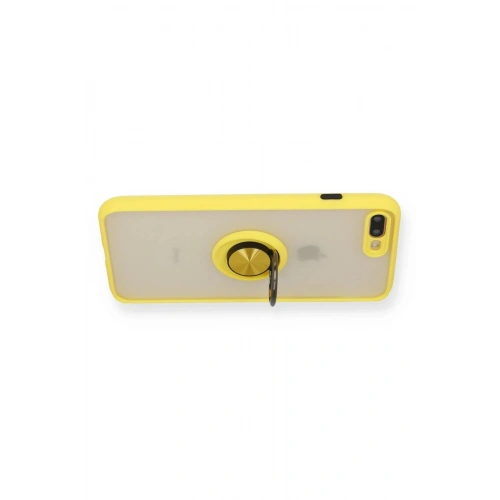 Durukar®  iPhone 7 Plus Kılıf Montreal Yüzüklü Silikon Kapak - Sarı