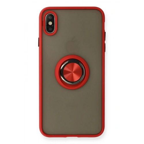 Durukar®  iPhone X Kılıf Montreal Yüzüklü Silikon Kapak - Kırmızı