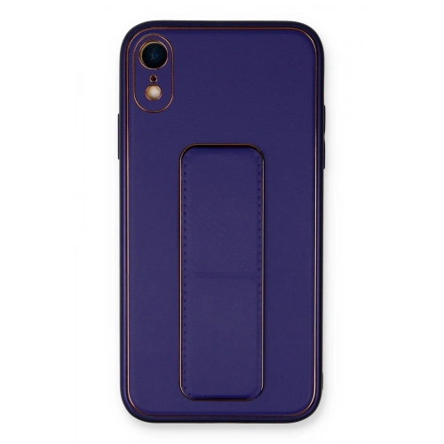 Durukar®  iPhone XR Kılıf Coco Deri Standlı Kapak - Mor