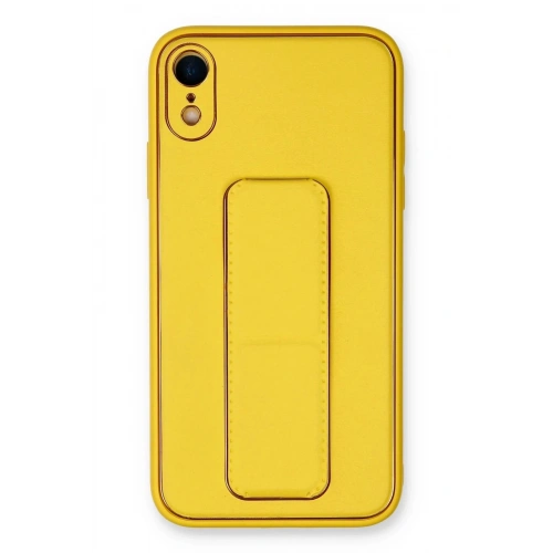 Durukar®  iPhone XR Kılıf Coco Deri Standlı Kapak - Sarı