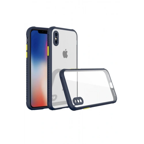 Durukar®  iPhone XS Max Kılıf Miami Şeffaf Silikon - Lacivert