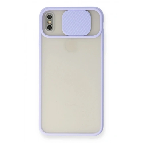Durukar®  iPhone XS Max Kılıf Palm Buzlu Kamera Sürgülü Silikon - Lila