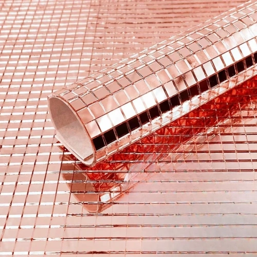 Durukar® Kare Bronz Cam Mozaik Fayans Çıkartmaları El İşi Kare Cam Fayans Kendinden Yapışkanlı Aynalı Dekor Panel 30x30 Cm