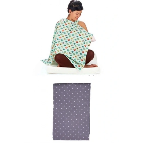 Durukar® Kullanışlı Bebek Emzirme Önlüğü Gri Puantiyeli