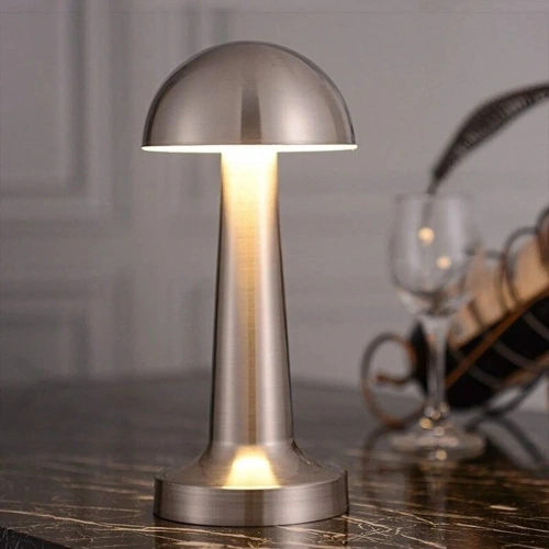 Durukar® Mantar Model Silver Renk Şarjlı Dokunmatik 3 Renkli LED Masa Lambası