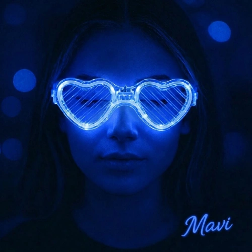 Durukar® Mavi LED Işıklı Kalp Gözlük – 3 Modlu Parti & Glow Gözlüğü
