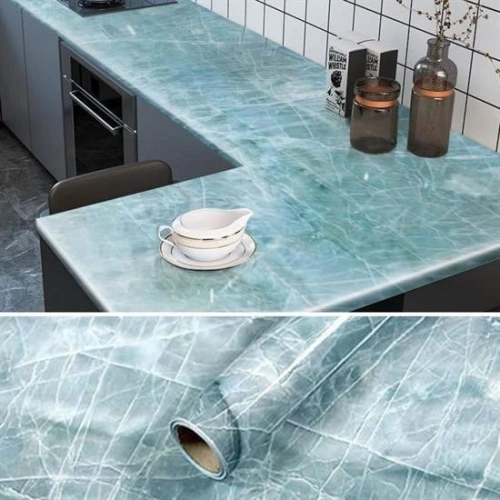 Durukar® Mermer Desenli Masa Tezgah Mutfak Su Geçirmez Yapışkanlı Folyo Sticker Mavi 5x0,6m