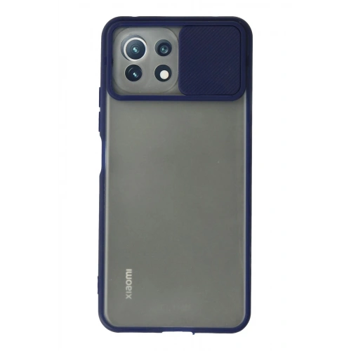 Durukar®   Mİ 11 Lite Kılıf Palm Buzlu Kamera Sürgülü Silikon - Lacivert