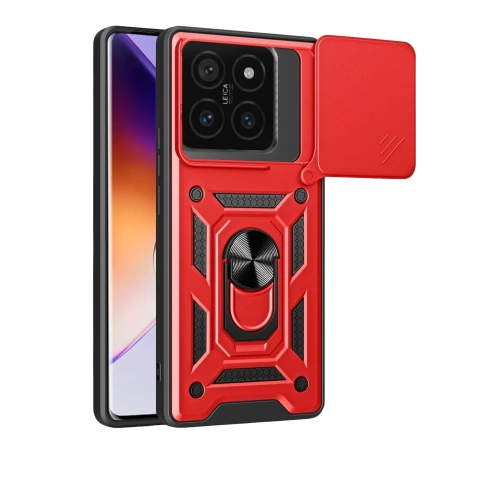 Durukar®   Mi 14T Pro Kılıf Pars Lens Yüzüklü Silikon - Kırmızı