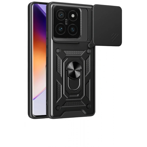 Durukar®   Mi 14T Pro Kılıf Pars Lens Yüzüklü Silikon - Siyah