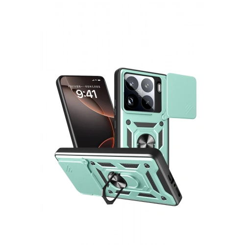 Durukar®   Mi 15 Pro Kılıf Pars Lens Yüzüklü Silikon - Yeşil