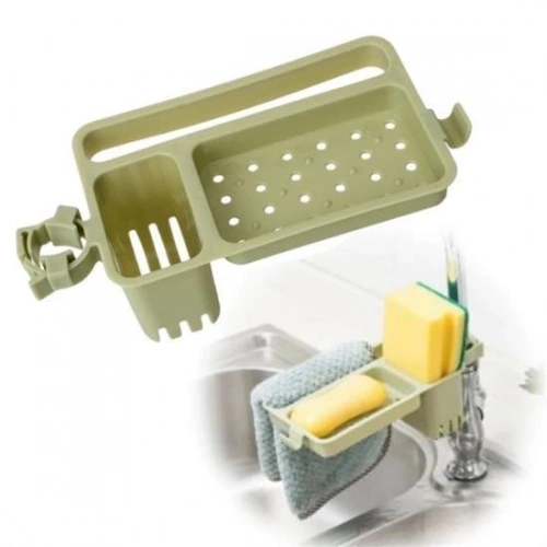 Durukar® Musluğa Takılan Sünger Havlu Askılı Sabun Hazneli mutfak Banyo Lavabo Düzenleyici Organizer