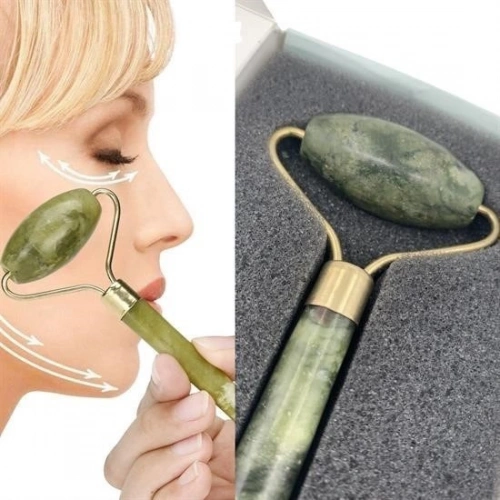 Unbreakable Double-Sided 2-Piece Skin Face Massage Tool Jade Roller Jade Stone in Special Sponge Box