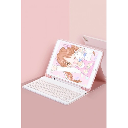 Durukar®   Pad 6 Kılıf KC01 Smart Klavyeli Tablet Kılıfı - Pembe