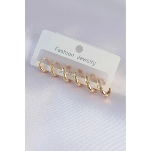 Durukar® Pirinç Gold Renk Oval Küpe Seti