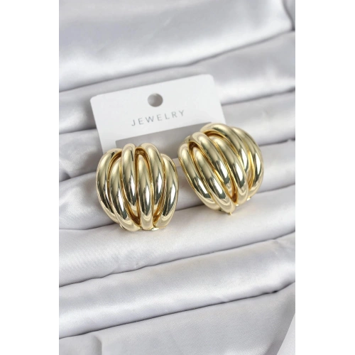 Durukar® Pirinç Gold Renk Vintage Kadın Küpe