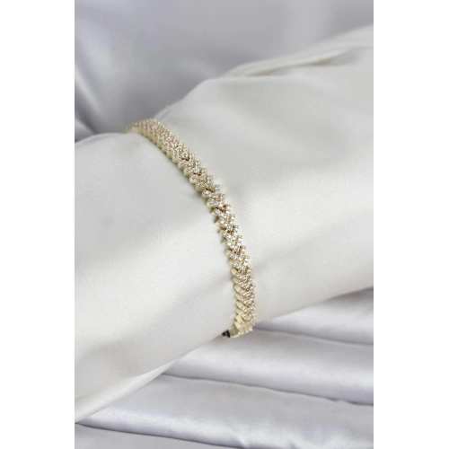 Durukar® Pirinç Gold Renk Zirkon Taşlı Çavuş Model Kadın Bileklik