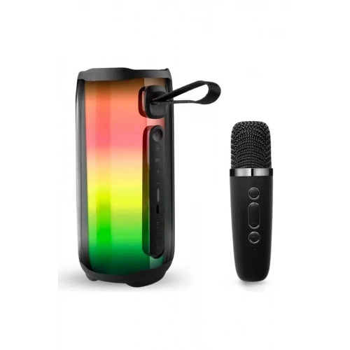 Durukar®  Pluse 5 Mikrofonlu RGB Kablosuz Hoparlör - Siyah