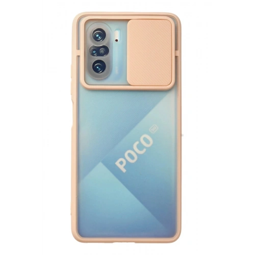 Durukar®   Poco F3 Kılıf Palm Buzlu Kamera Sürgülü Silikon - Pembe
