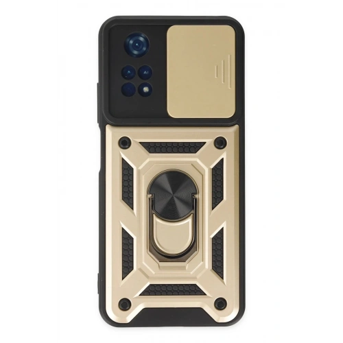 Durukar®   Poco M4 Pro 4G Kılıf Pars Lens Yüzüklü Silikon - Gold