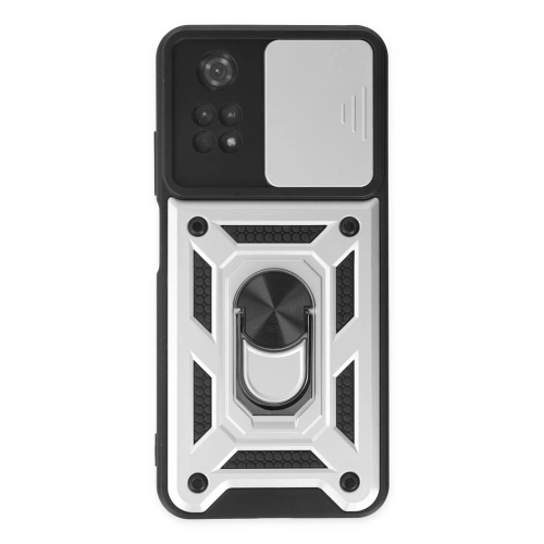 Durukar®   Poco M4 Pro 4G Kılıf Pars Lens Yüzüklü Silikon - Gümüş