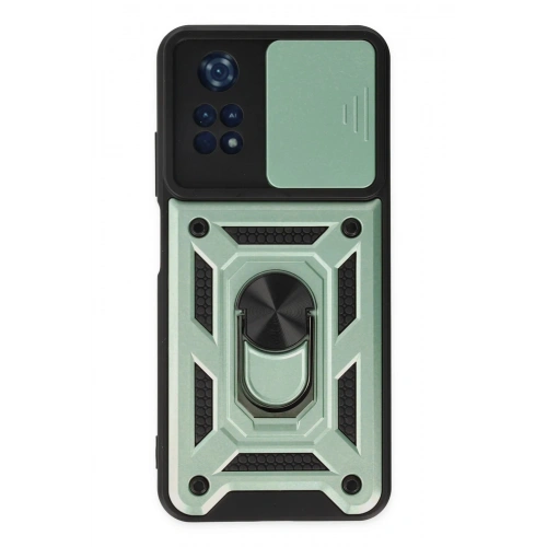 Durukar®   Poco M4 Pro 4G Kılıf Pars Lens Yüzüklü Silikon - Yeşil