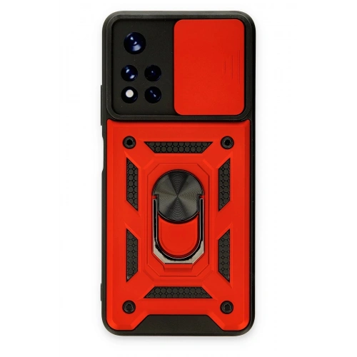 Durukar®   Poco M4 Pro 5G Kılıf Pars Lens Yüzüklü Silikon - Kırmızı