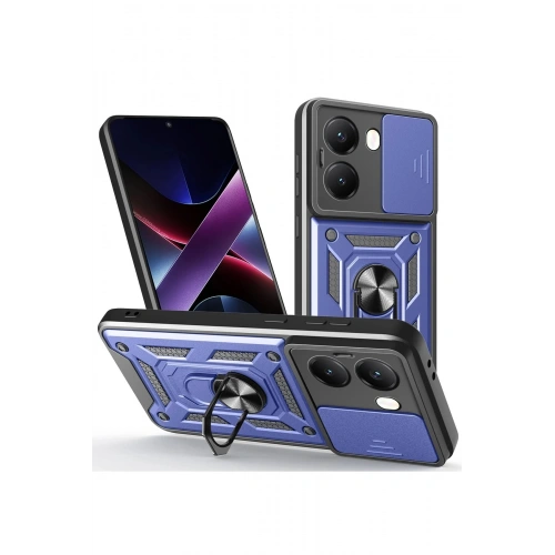 Durukar®   Poco X7 Pro Kılıf Pars Lens Yüzüklü Silikon - Lacivert