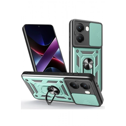 Durukar®   Poco X7 Pro Kılıf Pars Lens Yüzüklü Silikon - Yeşil