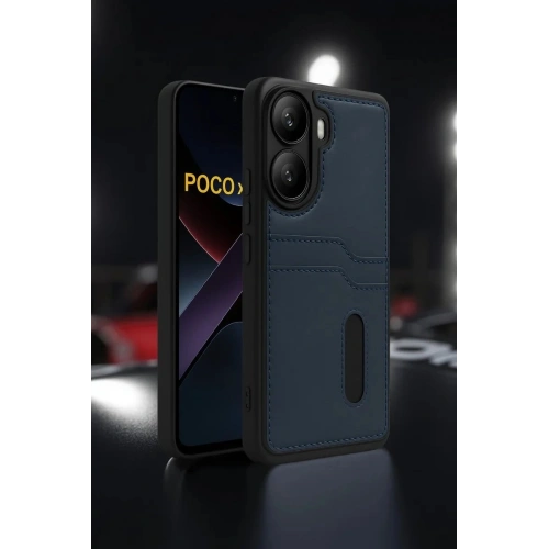 Durukar®   Poco X7 Pro Kılıf Sara Kartvizitli Deri Kılıf - Taba