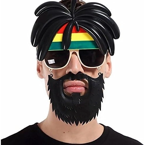 Durukar® Rasta Peruklu Rasta Sakallı Bob Marley Bıyıklı Parti Gözlüğü 27x18 cm